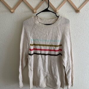 Sonoma Cream Sweater with Colorful Stripes